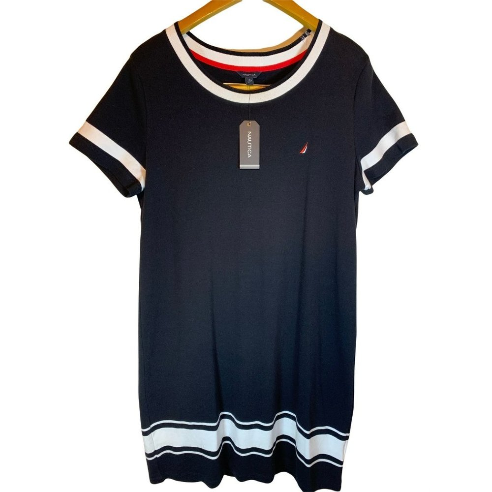 Nautica Summer Classic Jersey / T-Shirt Dress Short Sleeve Size L/G NWT